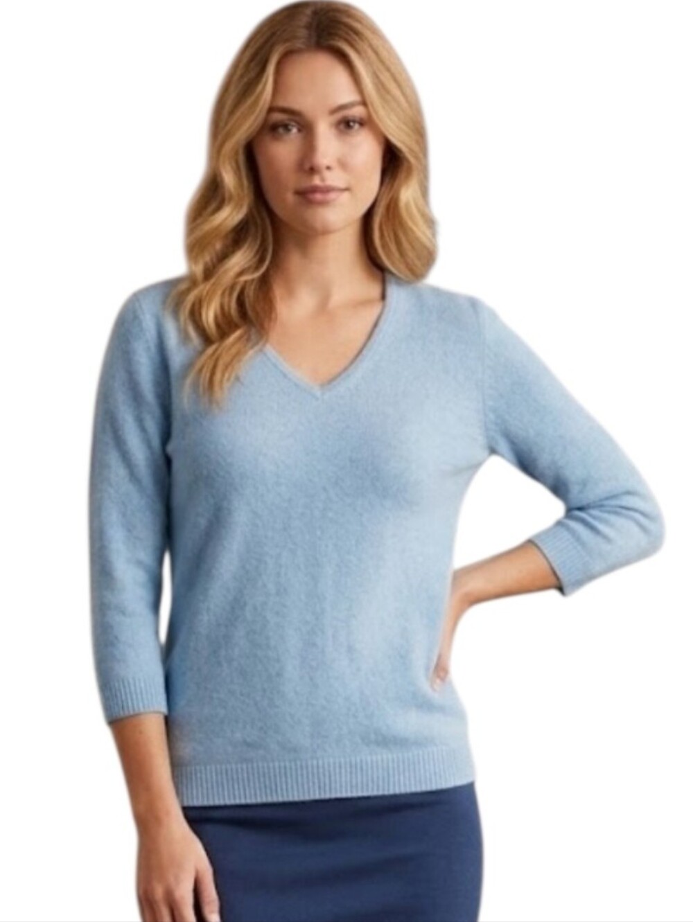 Liquid Light Blue V-Neck Women's Sweater